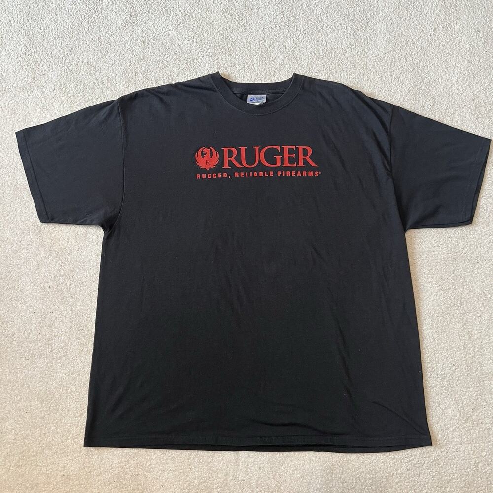 Ruger T Shirt Red Logo Hunting Outdoor Tactical Black 2XL Firearms Graphic Tee